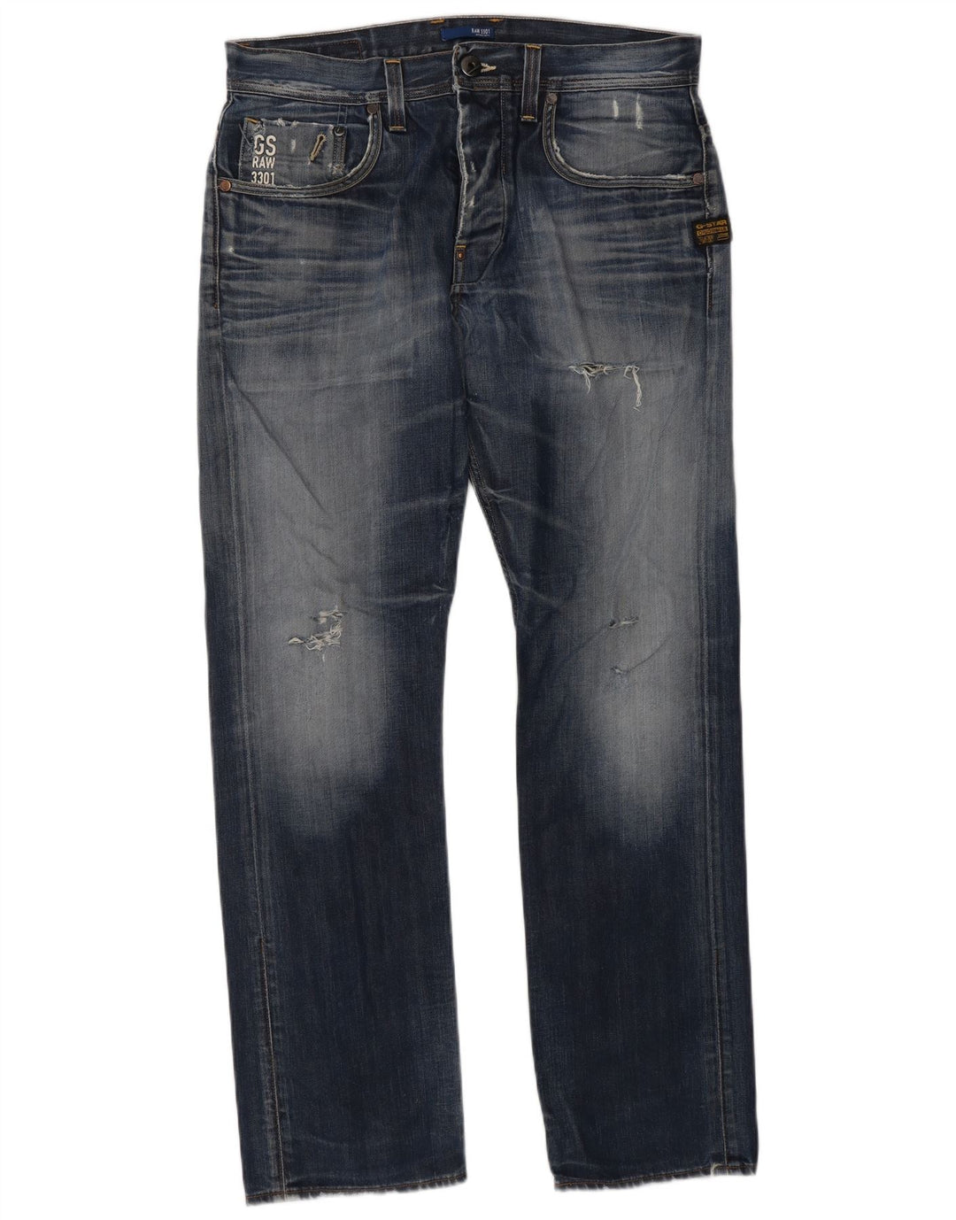 Vaqueros rectos desgastados para hombre G-Star W33 L32 Algodón azul