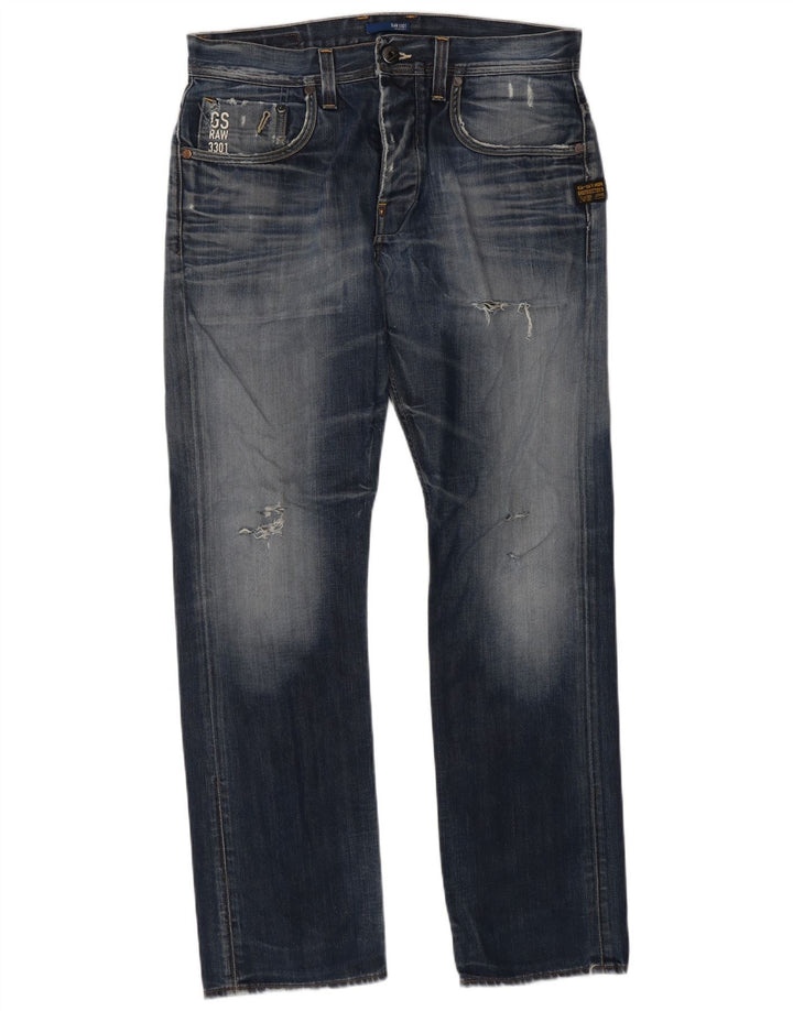 Vaqueros rectos desgastados para hombre G-Star W33 L32 Algodón azul