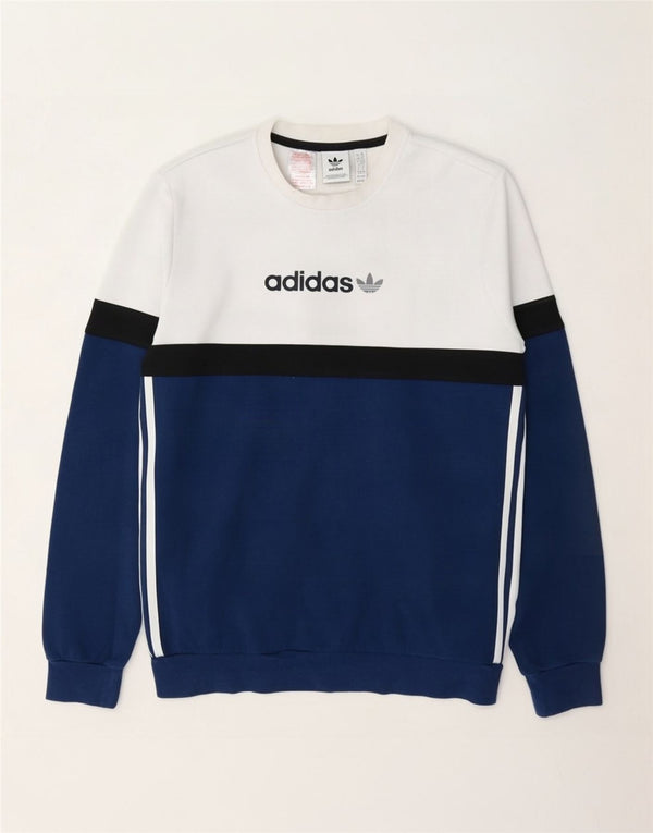 Adidas - Sudadera con estampado gráfico para niños, 15-16 años, color blanco, algodón