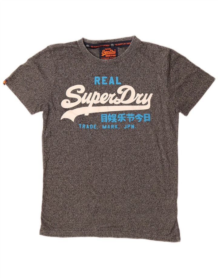 SUPERDRY Camiseta gráfica para hombre Top pequeño de algodón gris