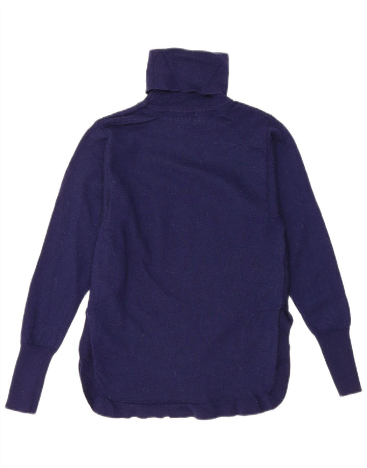 REISS Suéter tipo jersey con cuello vuelto para mujer UK 8 Small Lana azul marino