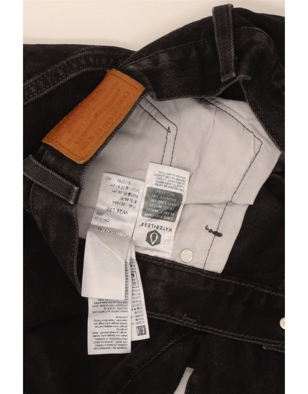 Levi's Mujer 501 Vaqueros Rectos W26 L32 Algodón Negro