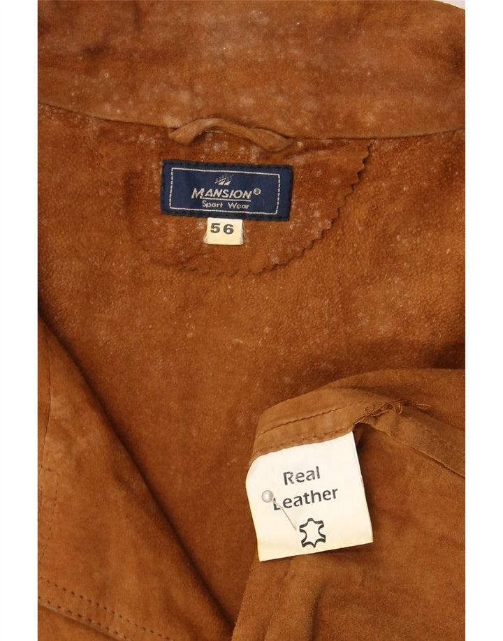 Chaqueta de ante vintage para hombre IT 56 3XL cuero beige