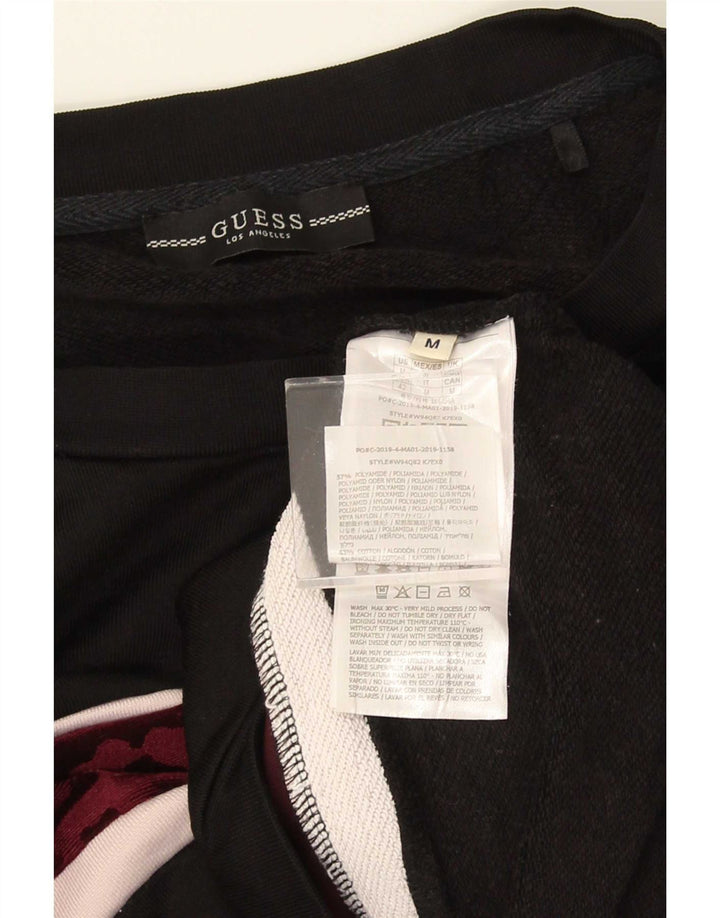 Guess Sudadera extragrande para mujer, talla 44, talla mediana, estampado animal negro