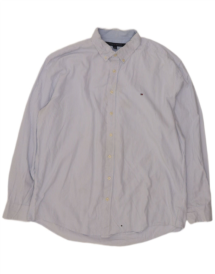 Tommy Hilfiger Camisa para hombre 2XL Algodón a rayas azules