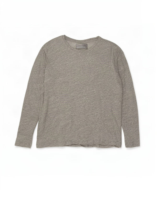 Zara Hombre Top Manga Larga Algodón Moteado Gris Medio
