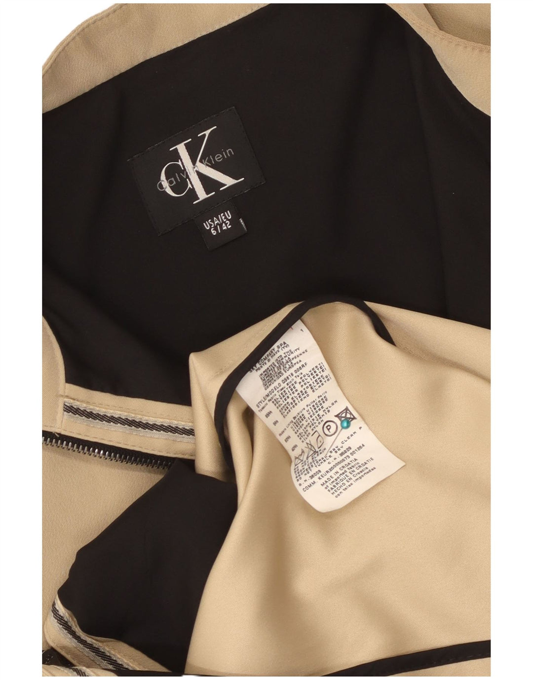 Abrigo Calvin Klein para mujer EU 42 Poliéster beige grande