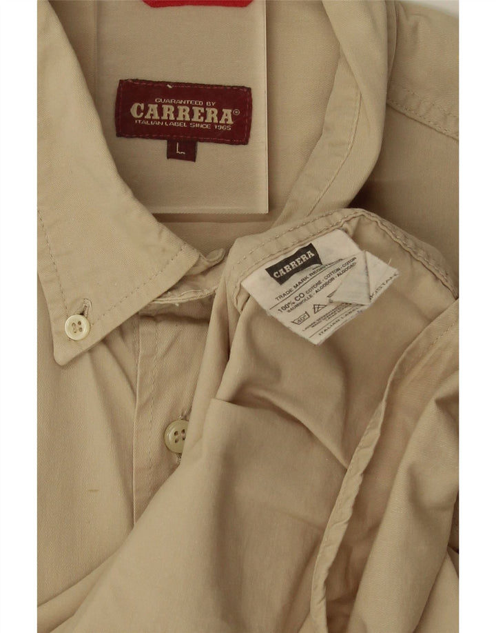 Camisa Carrera Hombre Grande Algodón Beige
