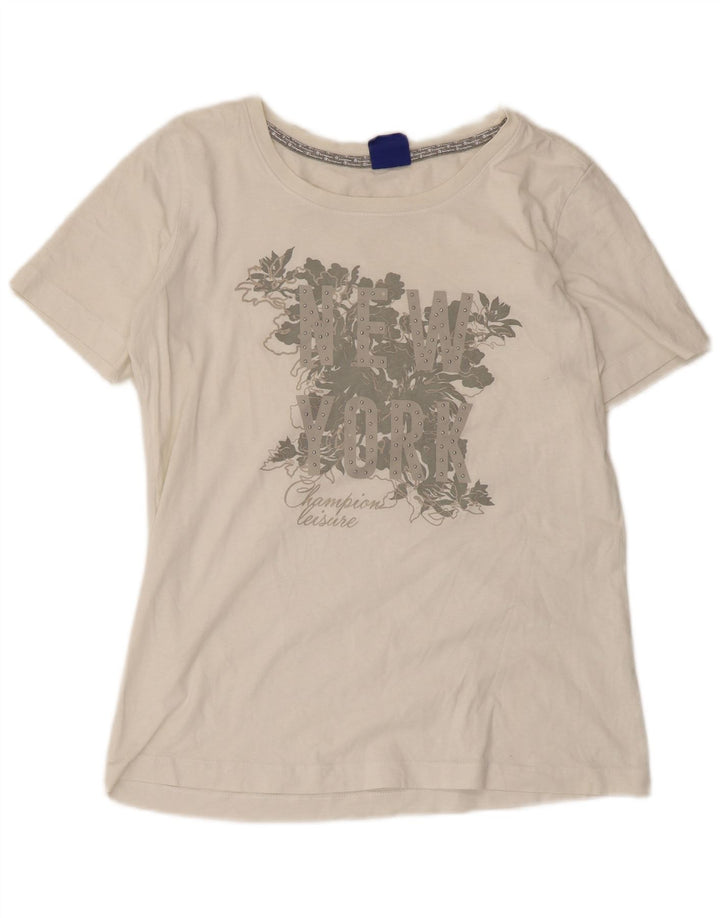 Champion Camiseta gráfica para mujer Top UK 44 Medium White