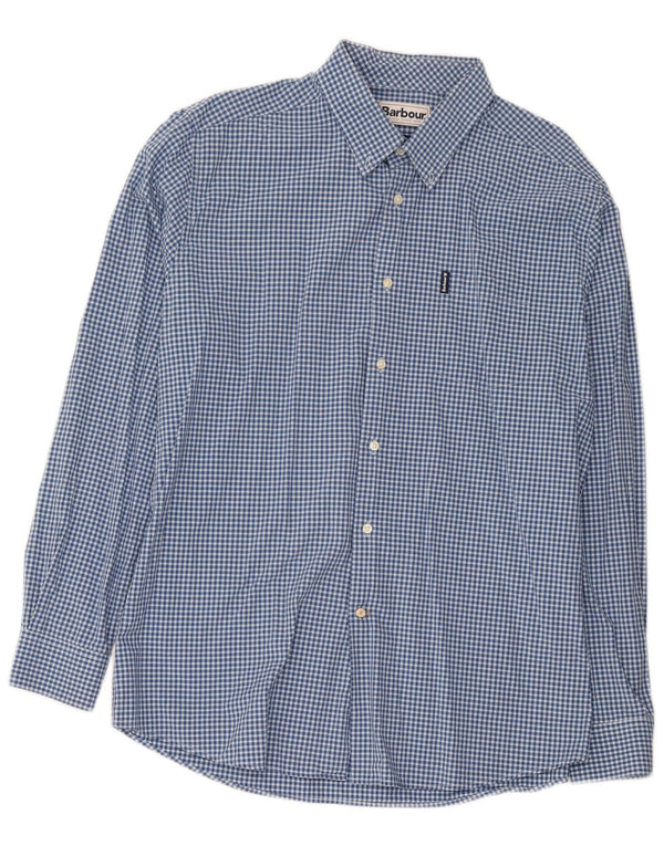 Barbour Camisa a medida para hombre XL Algodón a cuadros azul