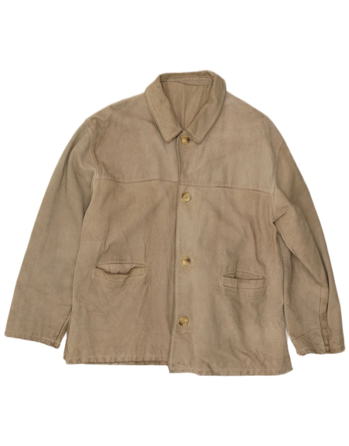 Chaqueta de ante vintage para hombre IT 48 cuero beige medio