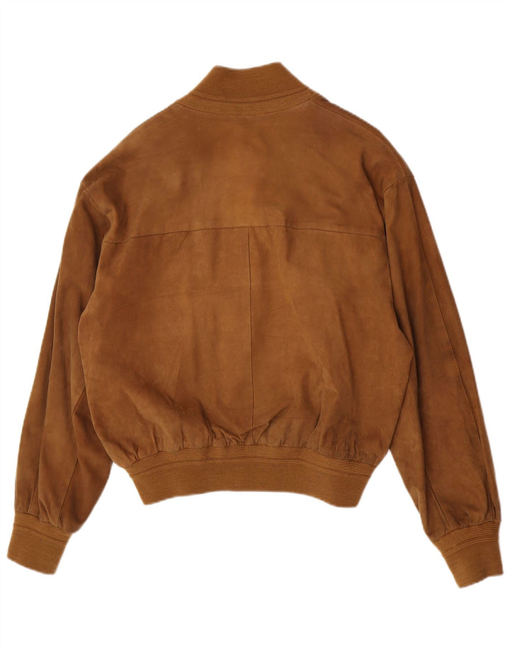 Vintage mujer chaqueta bomber de ante de gran tamaño IT 44 Beige medio