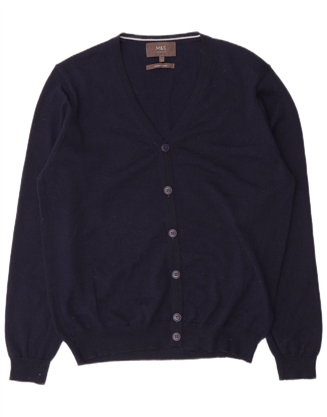 Marks & Spencer - Cárdigan para hombre, talla grande, lana merino, color azul marino