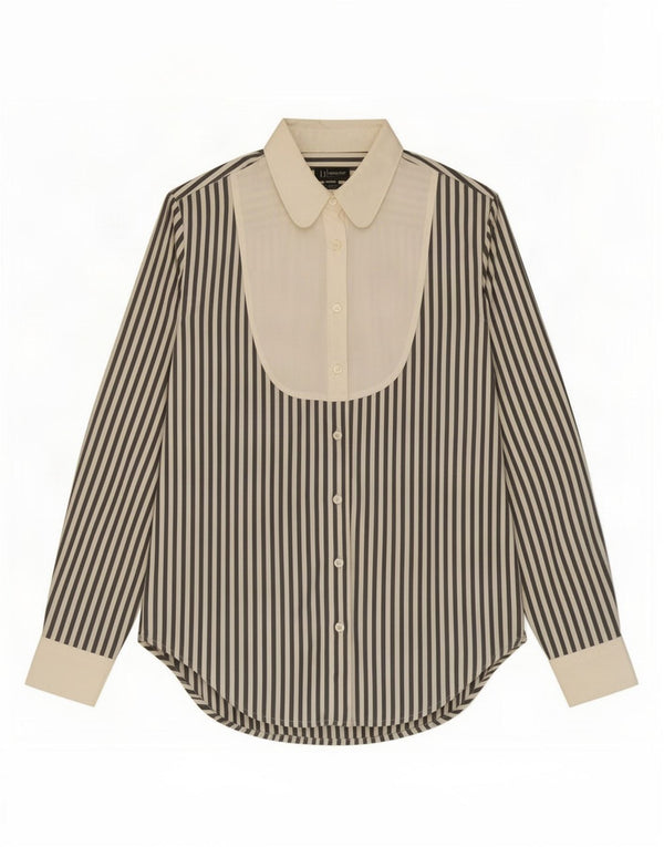 Armani Jeans Camisa Mujer UK 10 Small Blanco Rayas Algodón