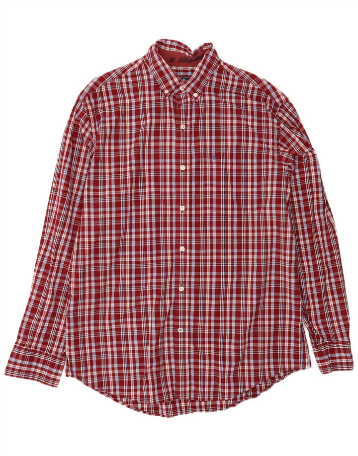 Camisa Izod Hombre Grande Cuadros Rojos Algodón