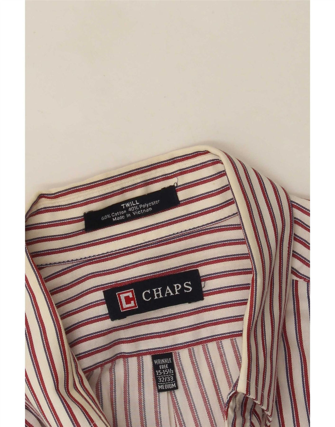 Chaps Camisa de franela para hombre talla 15 1/2 algodón a rayas rojo mediano