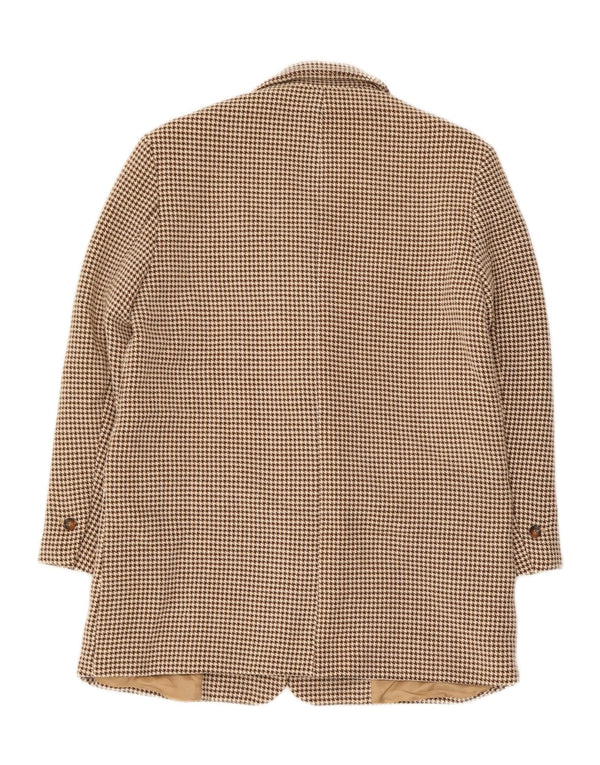 Zara Chaqueta tipo blazer extragrande con 2 botones para mujer UK 6 XS Beige Houndstooth