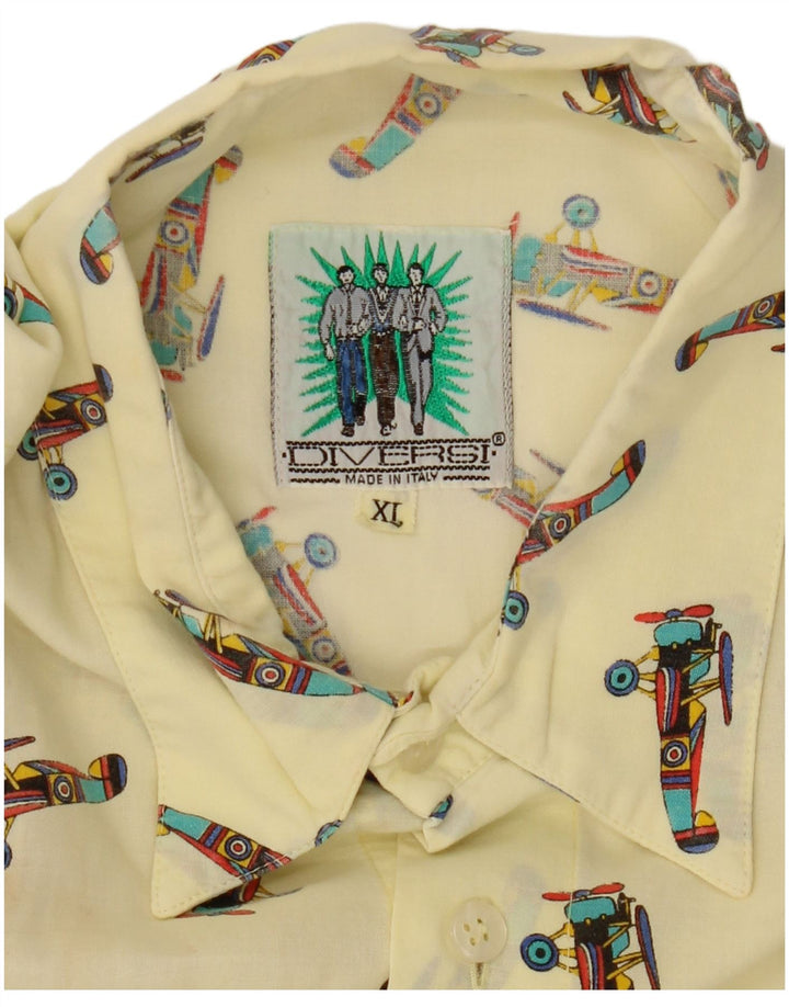 Camisa de manga corta gráfica vintage para hombre XL Amarillo