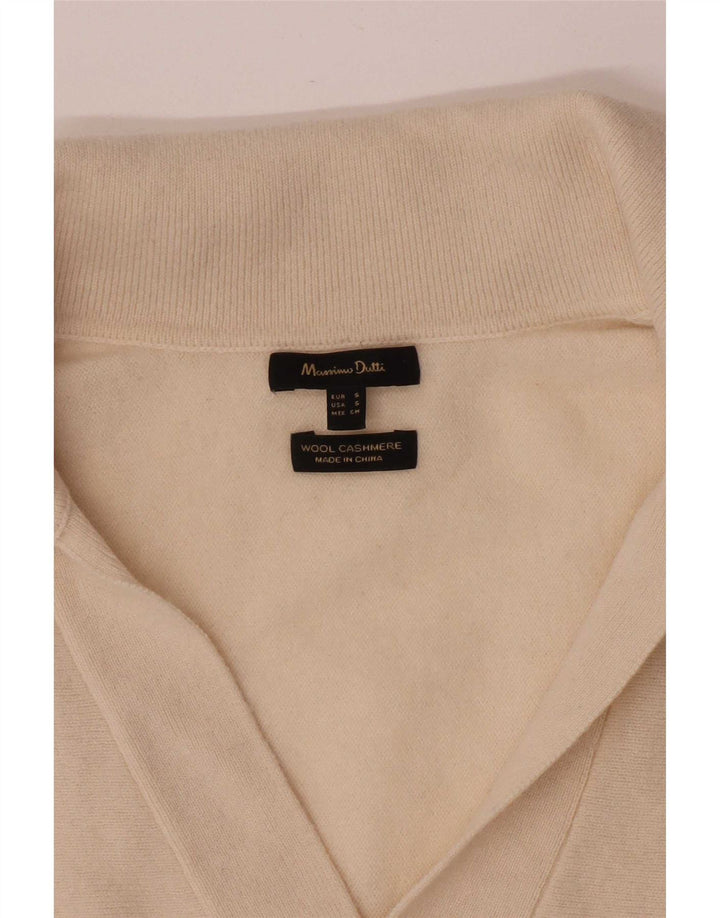 Massimo Dutti Jersey con cuello tipo polo para mujer UK 10 Small Off White