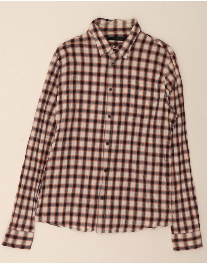 CALVIN KLEIN JEANS Mens Shirt Large Red Check Cotton Vintage Calvin Klein Jeans and Second-Hand Calvin Klein Jeans from Messina Hembry 