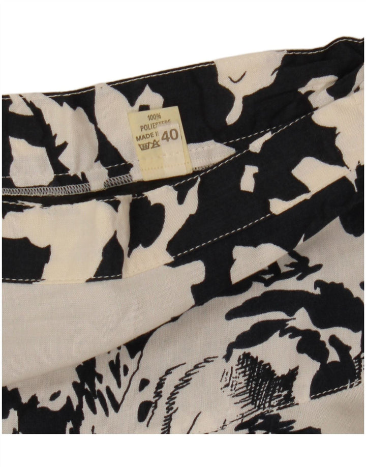 Falda acampanada vintage para mujer IT 40 Pequeña W25 Poliéster floral negro