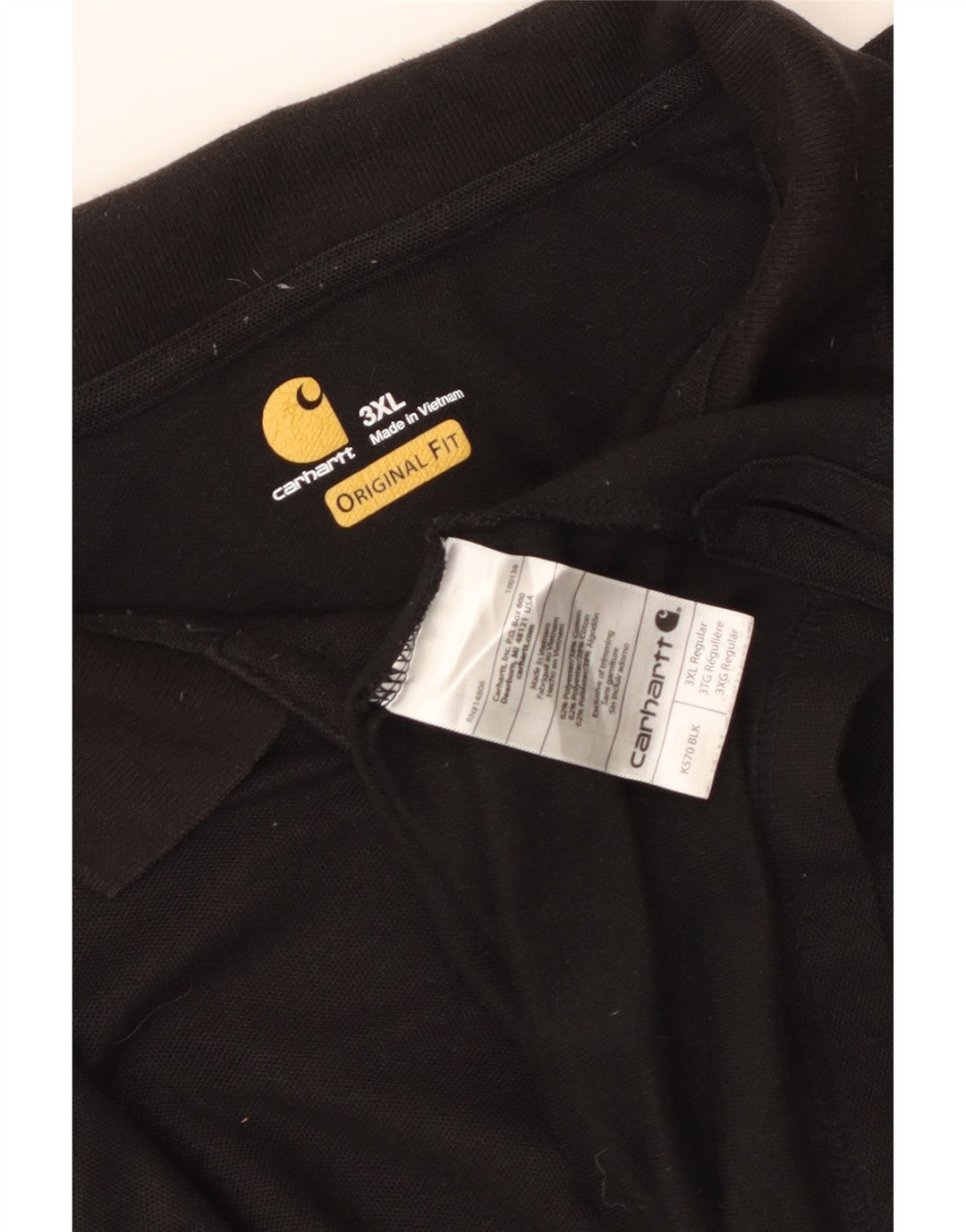 CARHARTT Polo de ajuste original para hombre 3XL Poliéster negro