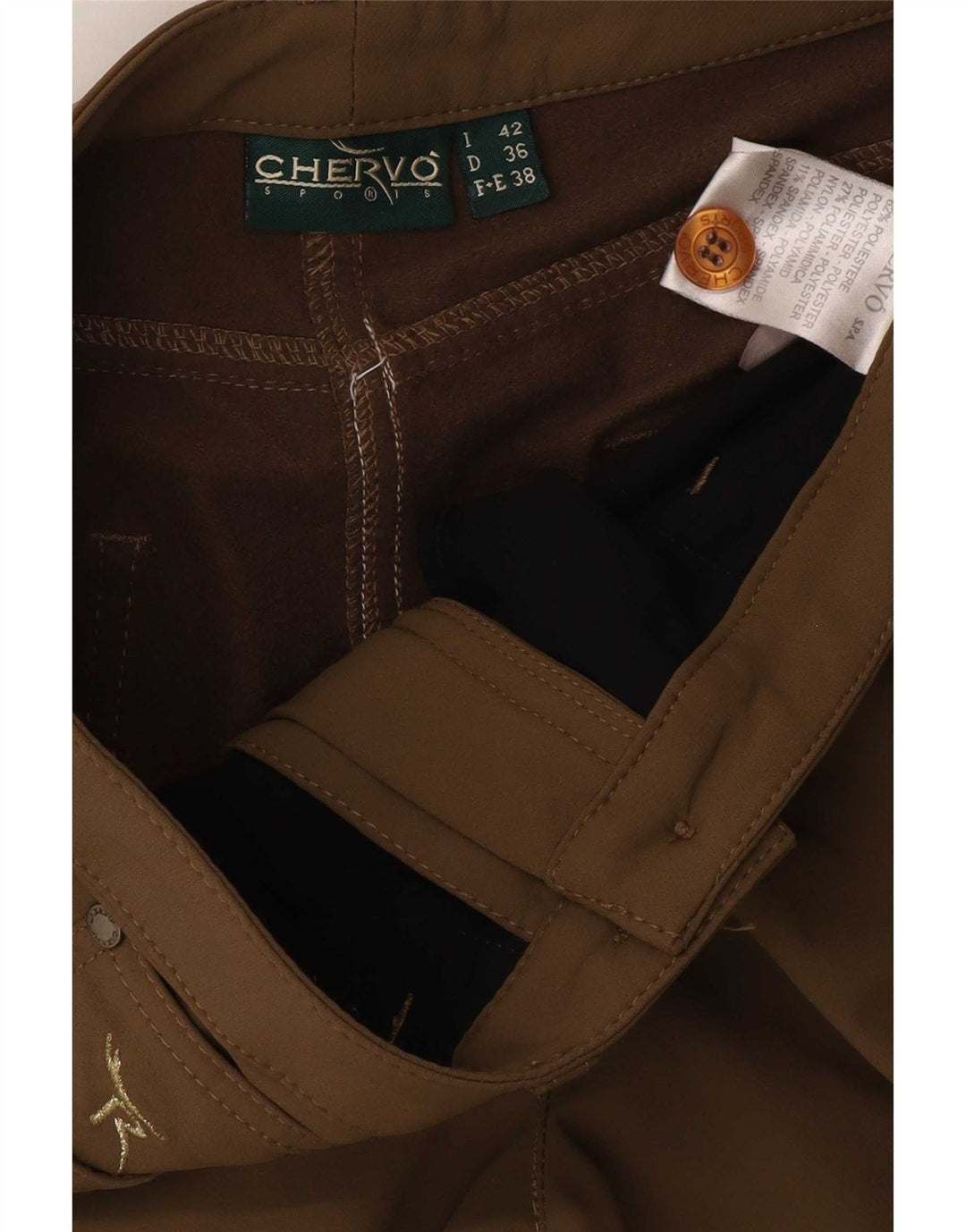 Chervo Pantalones casuales con corte de bota para mujer IT 42 Medium W28 L32 Poliéster beige