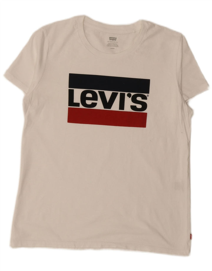 Levi's - Camiseta gráfica para mujer, talla 40, talla mediana, color blanco