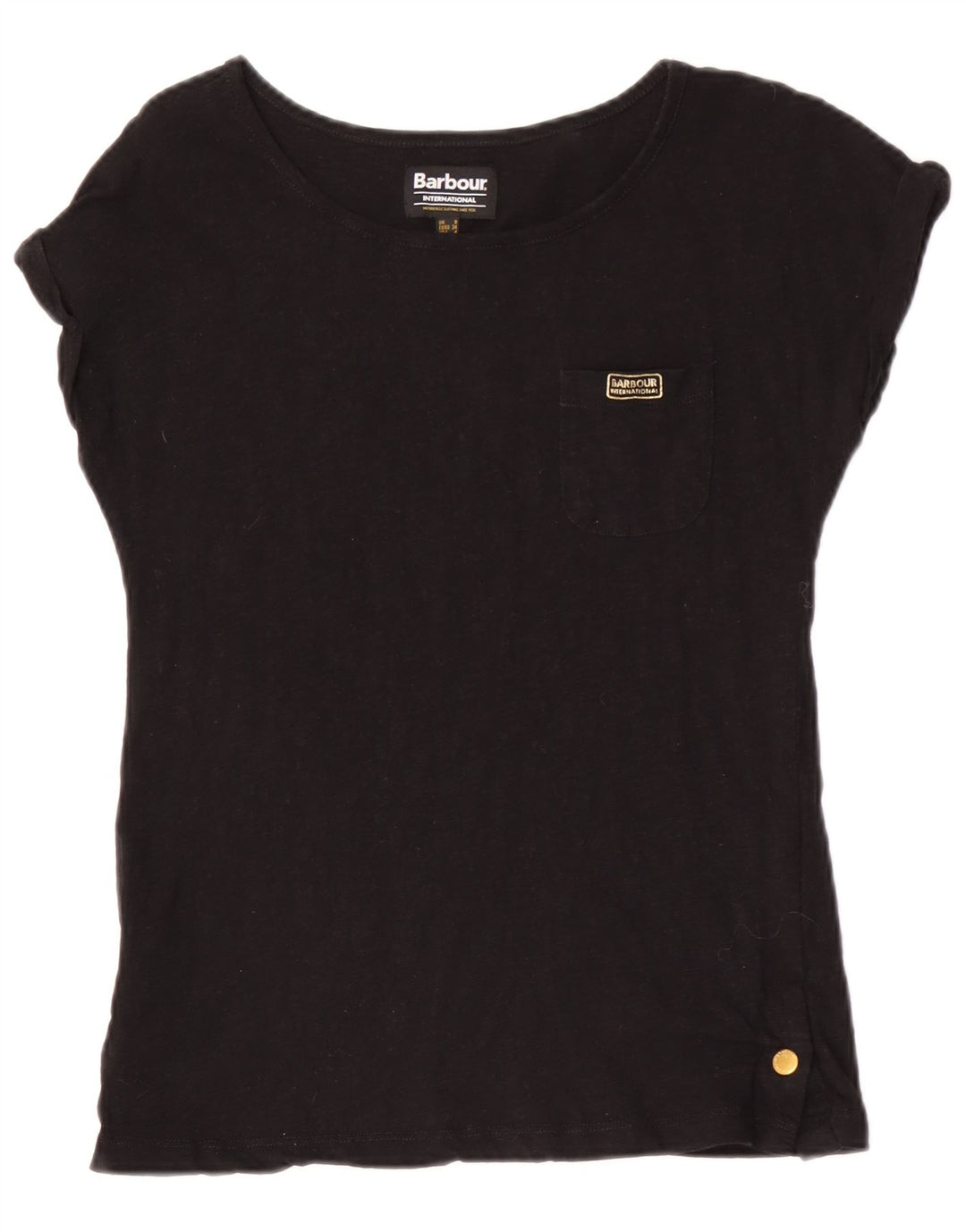 Barbour Camiseta Mujer Top UK 8 Small Algodón Negro