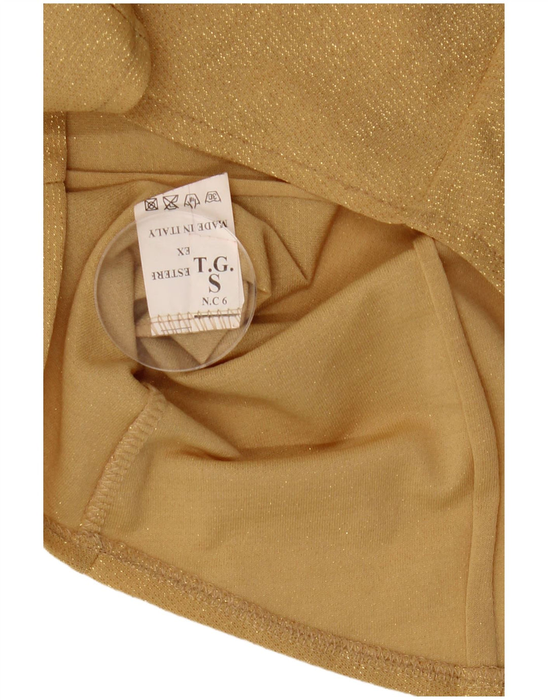 Camisa vintage para mujer Reino Unido 10 Poliéster dorado pequeño