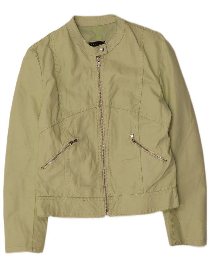 Sasch Chaqueta de cuero corta para mujer UK 18 XL Cuero verde