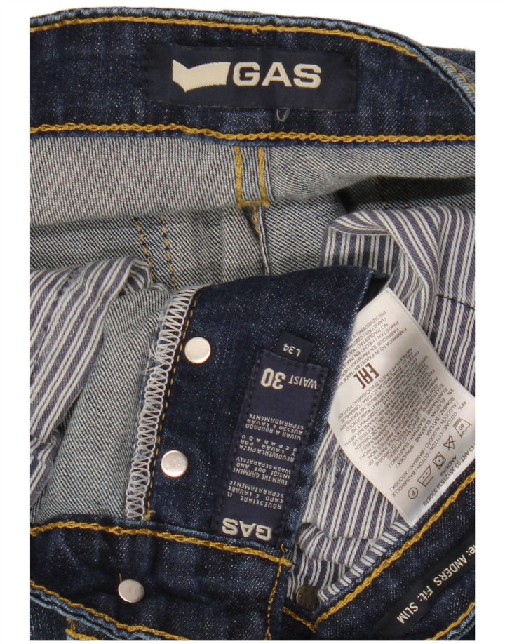 GAS Vaqueros ajustados desgastados Anders para hombre W30 L34 Algodón azul marino
