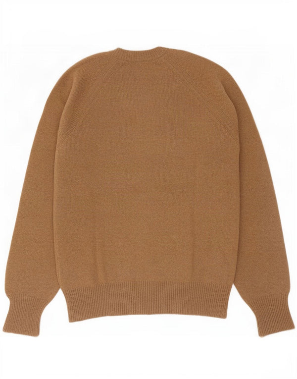 Vintage hombres V-cuello jumper suéter IT 52 marrón grande
