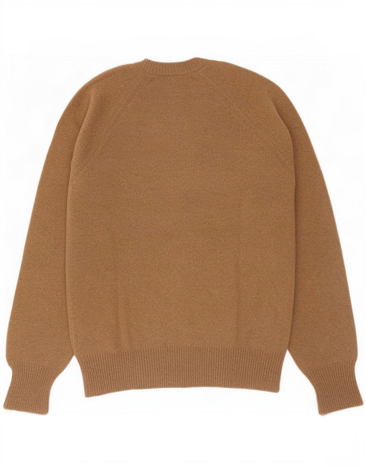 Vintage hombres V-cuello jumper suéter IT 52 marrón grande
