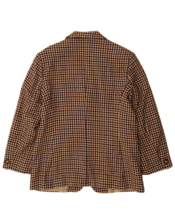 Marella Chaqueta Blazer de 3 Botones para Mujer UK 18 XL Lana Nueva de Pata de Gallo marrón