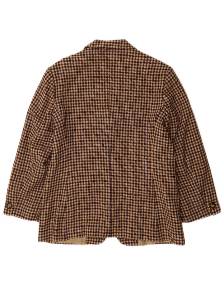 Marella Chaqueta Blazer de 3 Botones para Mujer UK 18 XL Lana Nueva de Pata de Gallo marrón