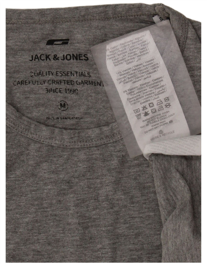 JACK & JONES Hombre Camiseta Top Algodón Moteado Gris Medio