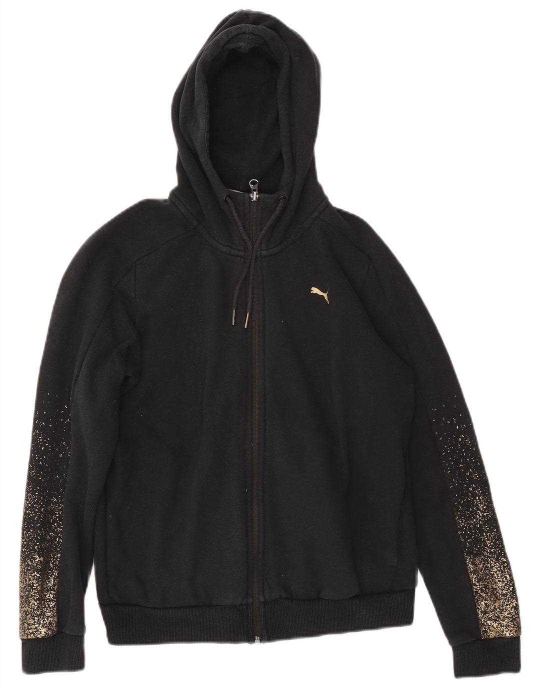 Puma - Sudadera con capucha y cremallera para mujer, talla 40, tamaño mediano, color negro