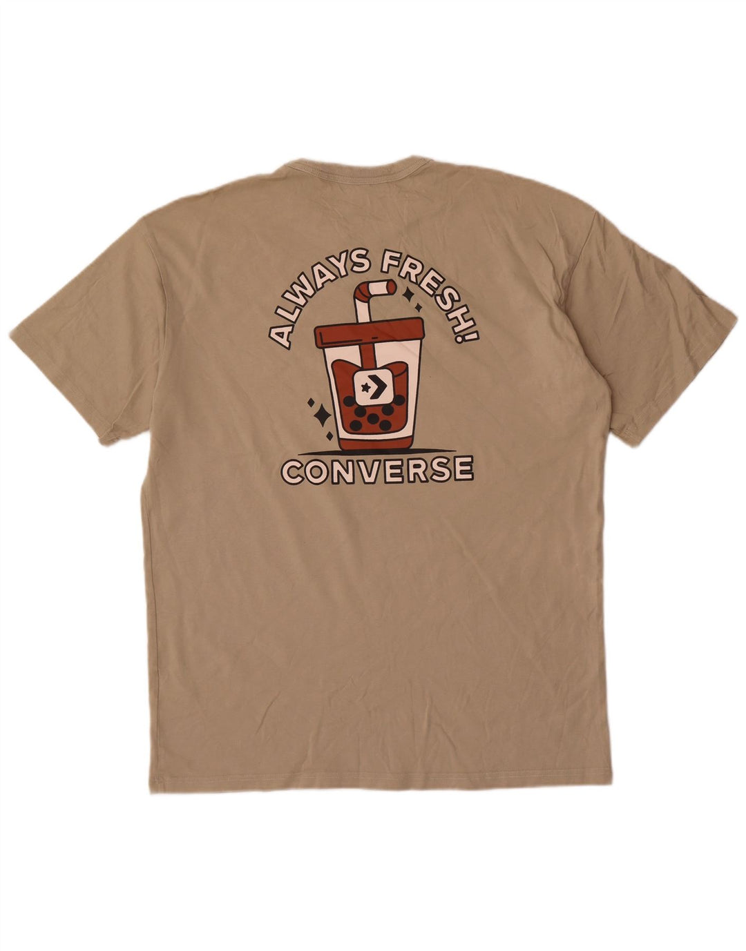 Converse - Camiseta gráfica para hombre, talla grande, algodón beige