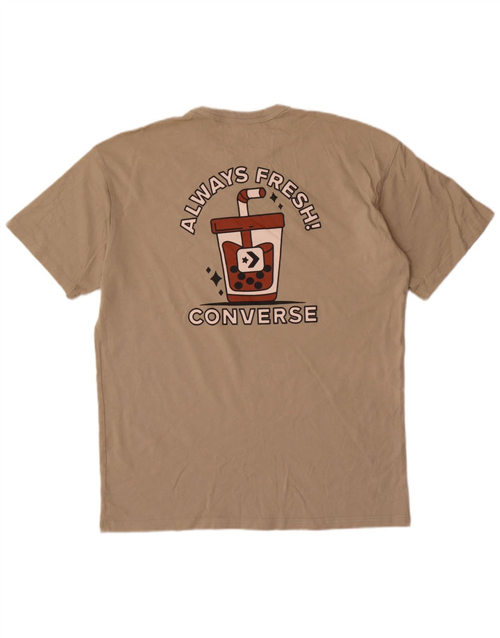 Converse - Camiseta gráfica para hombre, talla grande, algodón beige