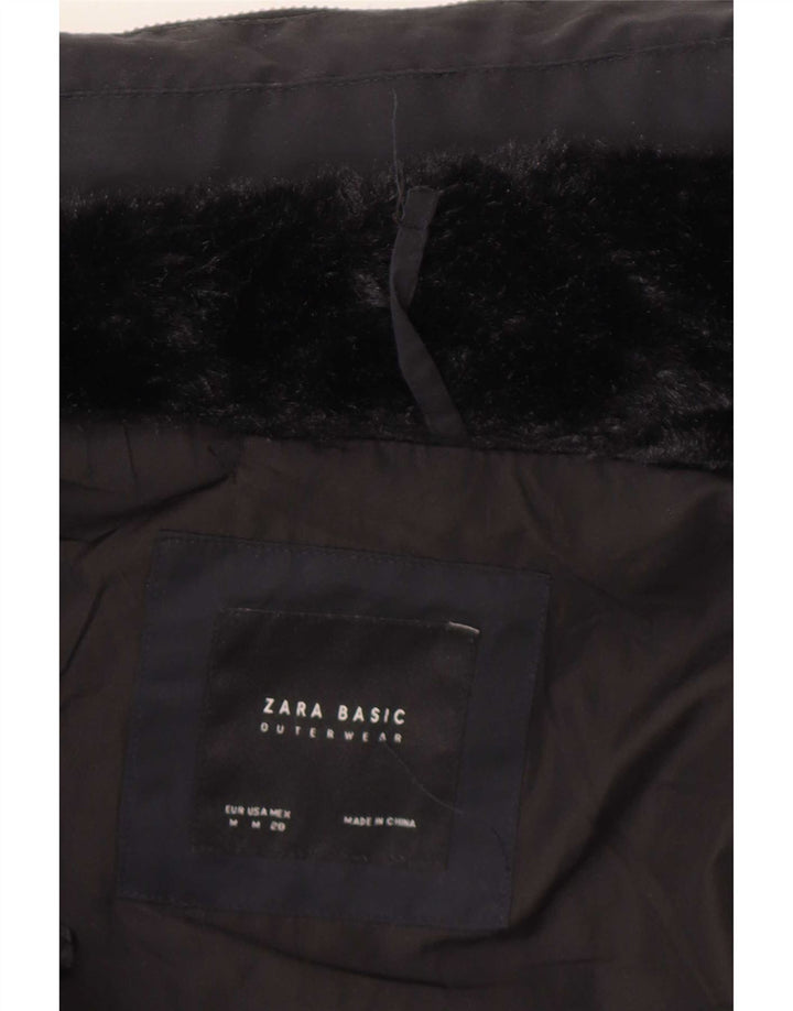 Zara Mujer Chaqueta Acolchada UK 42 Mediana Azul Marino Poliéster