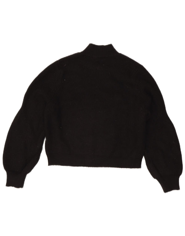 Zara Mujer Crop Turtle Neck Jumper Sweater UK 44 Large Viscosa Negra