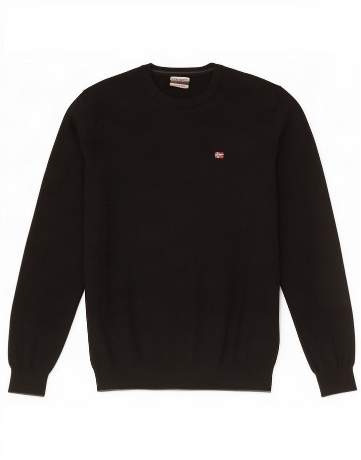 Napapijri Jersey De Cuello Redondo Para Hombre De Lana Negra Mediana