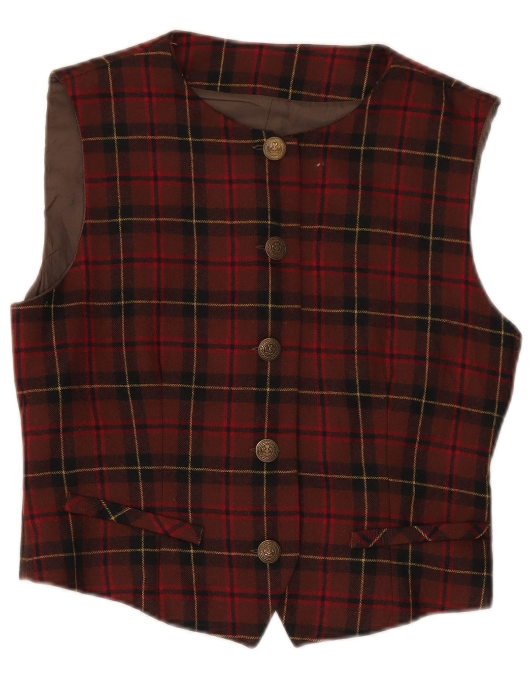 Conjunto vintage de 2 piezas para mujer IT 42/44 Medio W26 L28 Lana a cuadros rojos