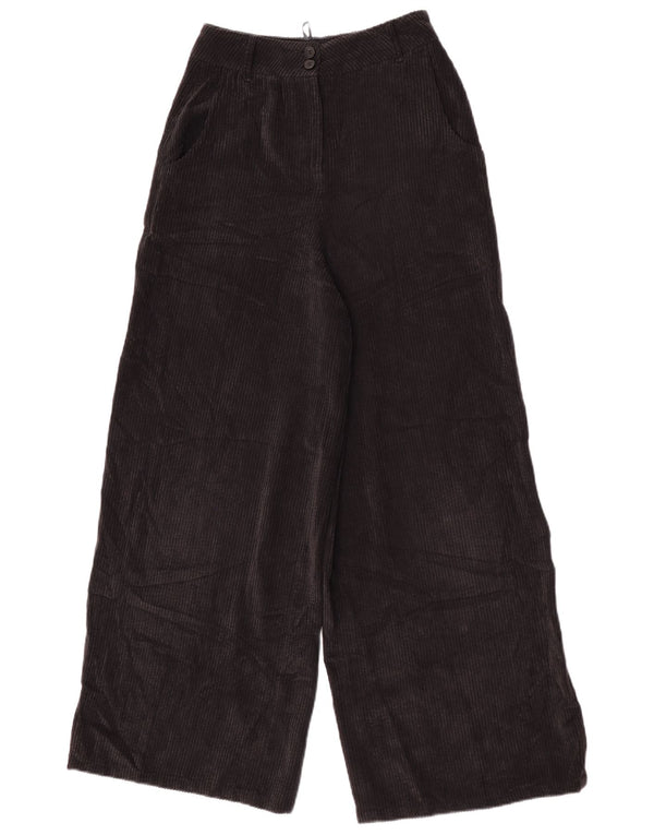 Pantalón Capri De Pana De Pernera Ancha Benetton Mujer XS W24 L20 Poliéster Negro