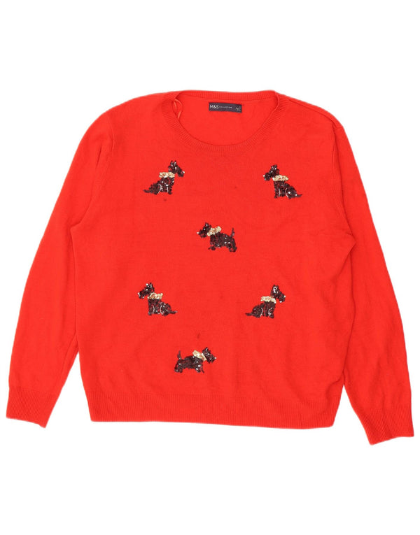 Marks & Spencer Suéter tipo jersey con cuello barco para mujer UK 46 Grande Rojo