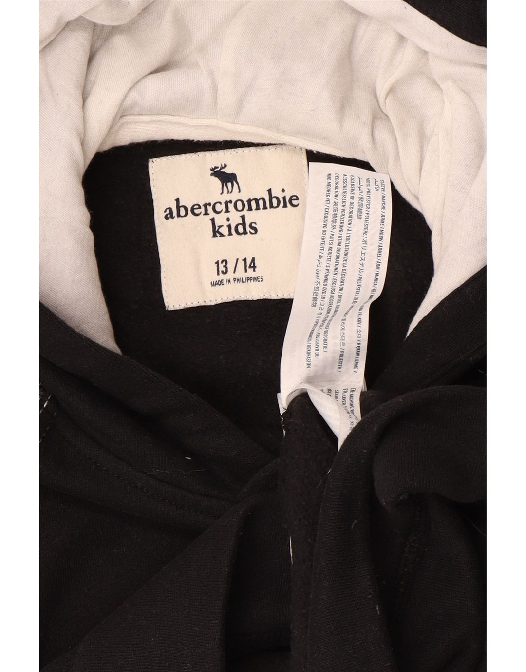 ABERCROMBIE & FITCH Jersey con capucha para niños 13-14 años Poliéster moteado negro