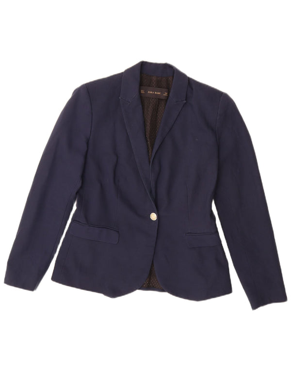 Zara Mujer Chaqueta Blazer De 1 Botón UK 10 Small Azul Marino
