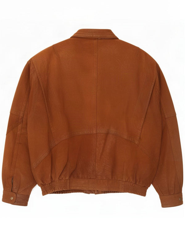 Chaqueta de cuero vintage para hombre Reino Unido 42 XL Marrón