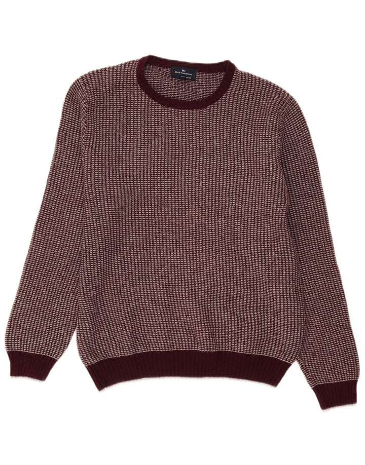 Marks & Spencer Jersey de cuello redondo para hombre de lana burdeos medio